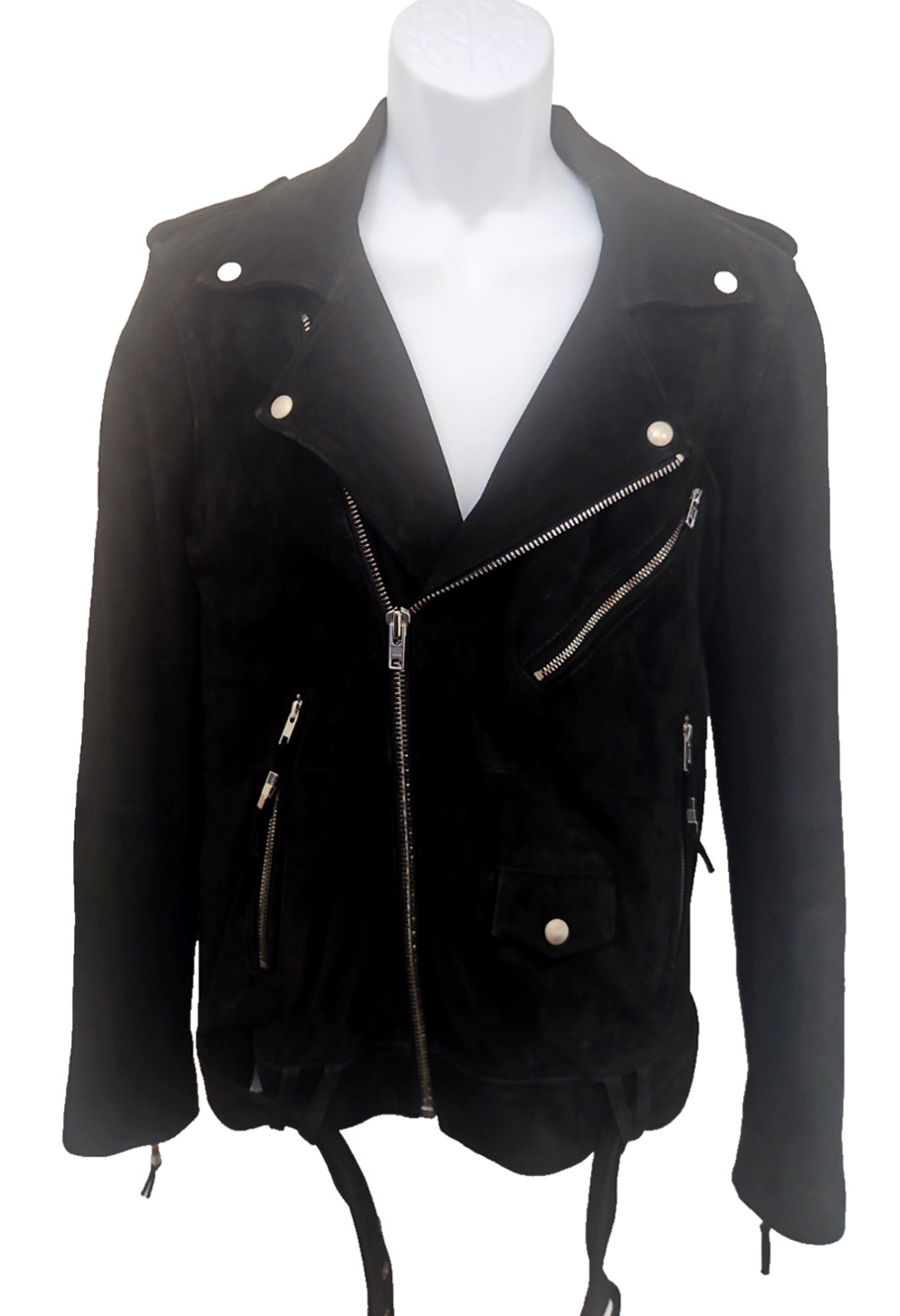 BLK DNM Black Suede Biker Jacket Mens S- Excellent condition